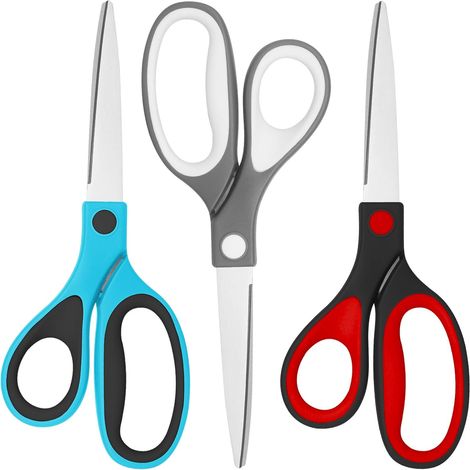 Lot de 3 ciseaux pour gaucher, ciseaux multi-usages, lames tranchantes en acier inoxydable pour l'école, le bureau, la coupe des articles ménagers (1/5)