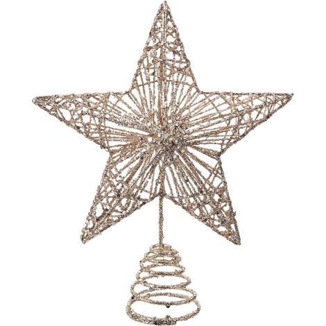 1 décoration exquise en forme d'étoile suspendue, pendentif pentagramme brillant, ornement pour sapin de Noël-23.5X20.5cm-Golden