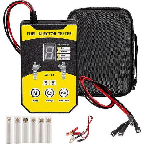 Kit de test et de nettoyage d'injecteurs de carburant, testeur d'injecteurs à 8 modes d'impulsion, 6 adaptateurs de nettoyage de tailles différentes, alimentation 12 V/5 V. (1/5)