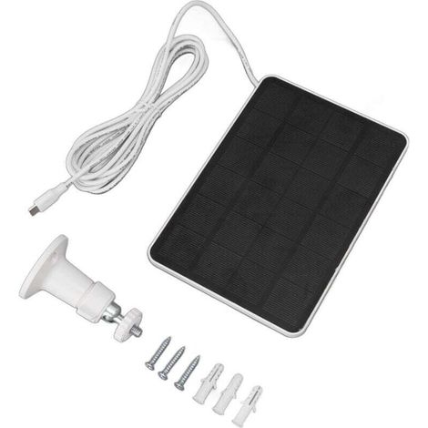 4W 5V Solar Panel for Wireless Outdoor Security Camera, IP65 Waterproof Solar Charging Panel with Adjustable Bracket, White (1/4)