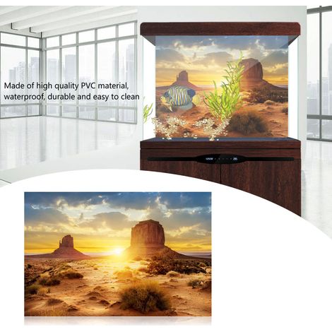 Affiche décorative en papier adhésif PVC, style soleil et désert, pour aquarium (76 x 46 cm) (1/5)