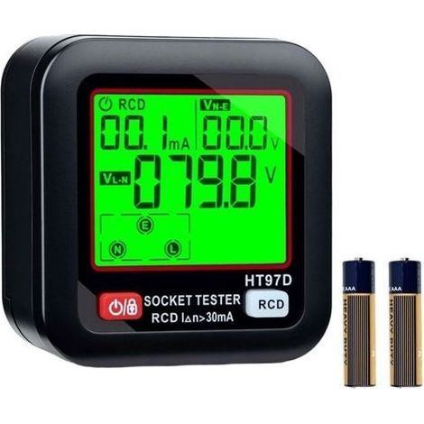 Tester of Socket, with Test RCD and screen LCD, Display of Voltage and of Frequency, 6 Types of Diagnostic of Error, Tester Plug Electric with Range of 30-260V / 45-65Hz (1/5)