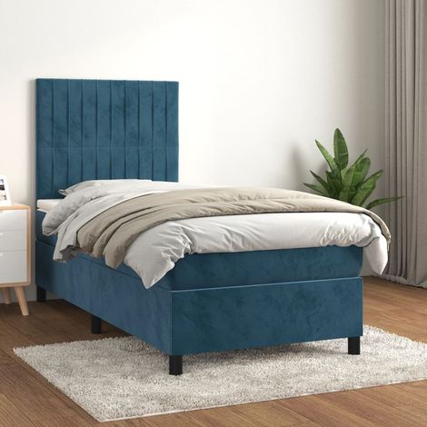 Giroletto a Molle con Materasso Blu Scuro 80x200 cm in Velluto vidaXL (1/5)