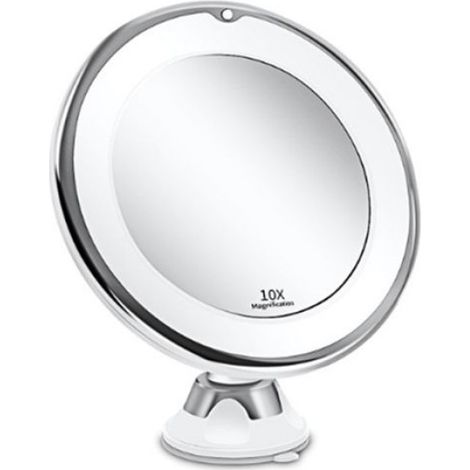 1 Miroir grossissant, éclairage LED 12 lumières, rotation 360 degrés, fixation ventouse, salle de bain voyage