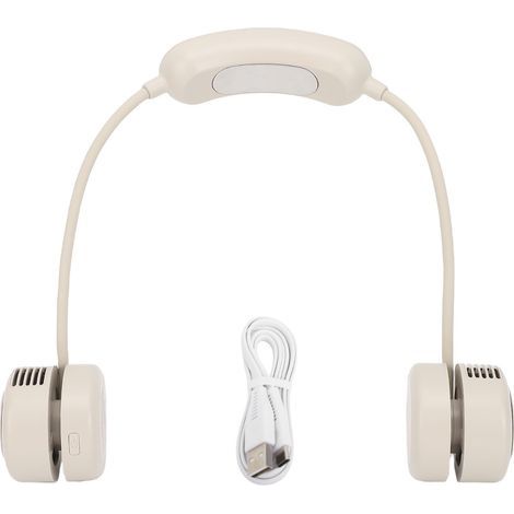 Ortviai Ventilateur de cou rétractable 3 vitesses, refroidissement semi-conducteur, silencieux et ergonomique, couleur beige (1/5)
