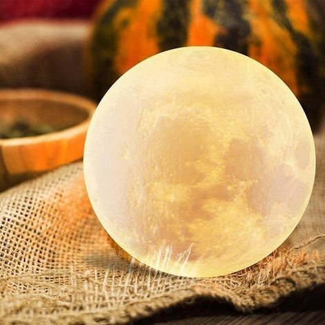 3D-Mondlampe, LED-Nachtlicht mit Berührungssensor und 3 Farben, 15 cm Durchmesser, wiederaufladbar per USB, ideal für Schlafzimmer, Wohnzimmer, Café, als Geburtstags- oder Weihnachtsgeschenk (1/4)