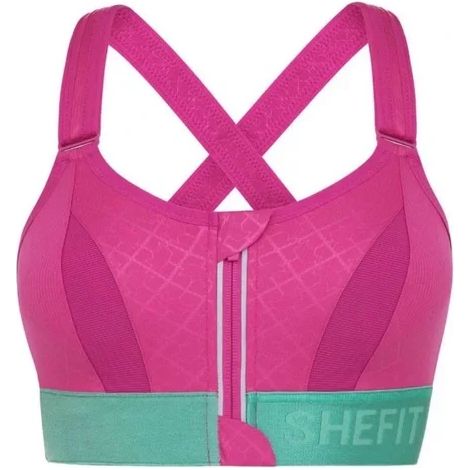 SHEFIT PINK UND GRÜN SPORT-BH, STARKER HALT, VERSTELLBAR, 5XL