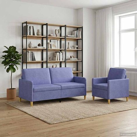 Canapé avec rangement 2 pièces 4 places bleu denim en polyester - PANGIVO (1/5)