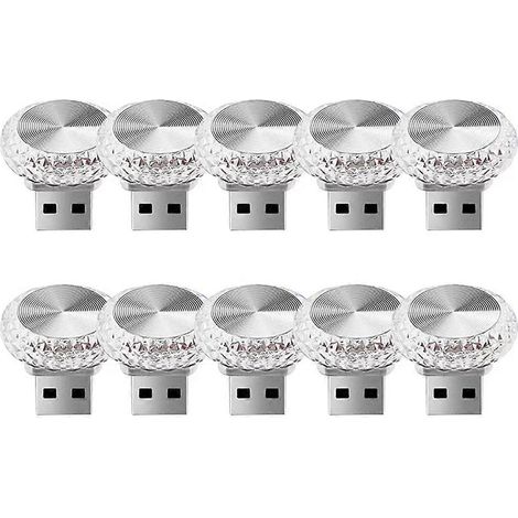 Lot de 10 mini lampes LED décoratives d'ambiance USB pour voiture, idéales pour les fêtes, les DJ et les véhicules. Compatible avec tous les véhicules. (1/5)