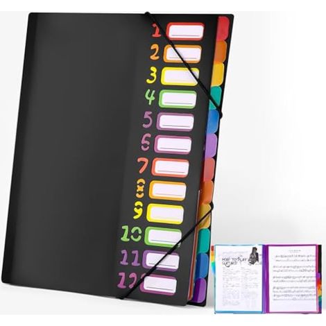 Dossier A4 extensible avec intercalaires 12 pages, étiqueté, classeur, pour école et bureau, en fer