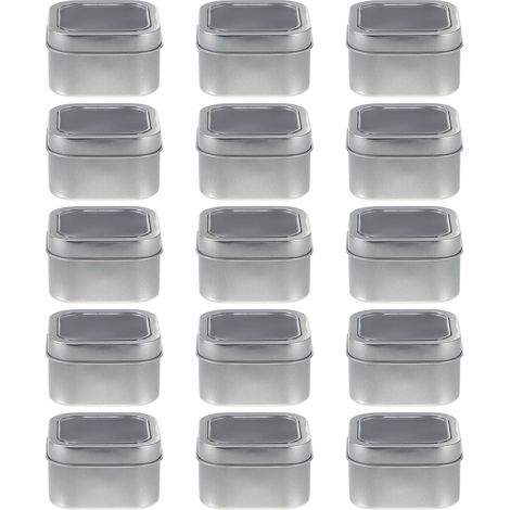 15 Boîtes Carrées en Métal Argenté Fenêtre, Faciles à Ouvrir, pour Bougies Faites Main et Organisation d'Atelier (1/5)