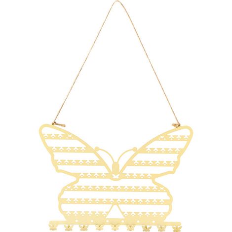 Porte-bijoux mural en métal à 7 niveaux de forme papillon design chic et pratique (doré) (1/5)