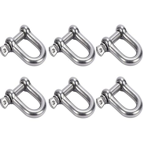 Stück M6 D-Ring-Schäkel, D-Schäkel aus Edelstahl 304, Hebeschäkel für Bergsteigen, Wandern, Ankerketten, Segeln (1/5)