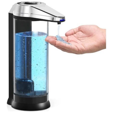 Automatischer Seifenspender, 500 ml, batteriebetrieben, berührungslos, verchromt, für Zuhause, automatischer, berührungsloser Seifenspender mit Infrarot-Induktion, schwarz