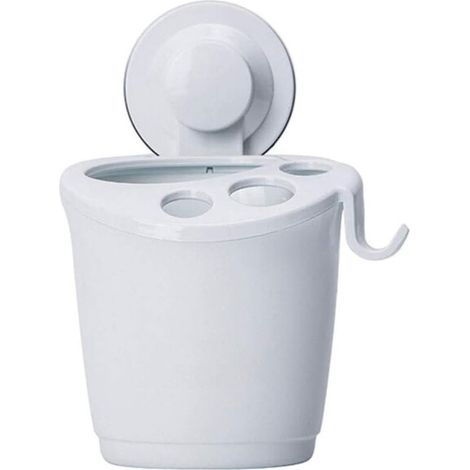 Cleafe - Porta Spazzolini Dentifricio A Ventosa Bianco Contenitore Parete Bagno 59541 - (1/5)