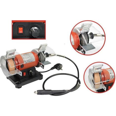Trade Shop - Mola Da Banco Smerigliatrice 120w Con Mini Trapano Drill Pietra Spazzola Lucidare -