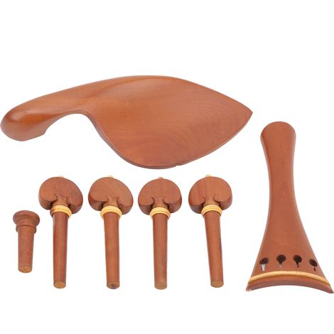 Ensemble de pièces de rechange pour violon 4/4, repose-menton, cordier, chevilles et bouton en bois. (1/5)