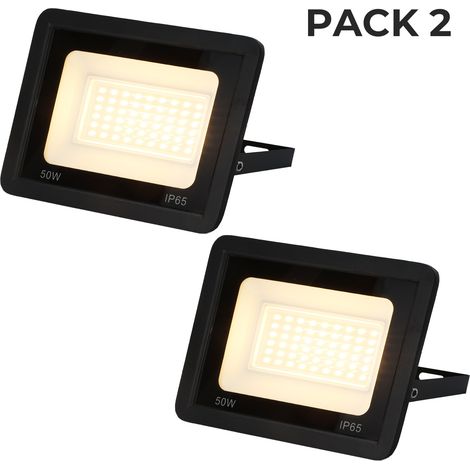 Pack 2 Projecteur LED Extérieur IP65 50W 4750Lm 3000K Lumière Chaude
