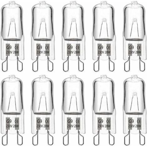 G9-Halogenlampe, 28 W, 230 V, 370 lm, 2700 K warmweiß, dimmbar, G9-Kapsellampen, für Kronleuchter, Gartenleuchten, Wandleuchten, Schrankbeleuchtung, 10er-Packung (1/5)