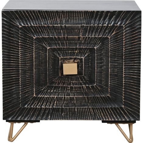 Mesita De Noche Mango Metal 50X40X50 Mandala Negro (1/5)