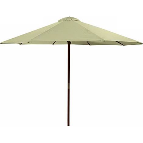 Ombrellone grande cm 350 tessuto forte 180gr x mq beje con 8 stecche e palo in legno mm48 per interno esterno giardino terrazza (1/5)