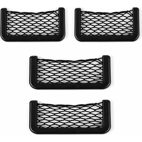 4 Pcs Filet de Rangement Voiture Filet Stockage pour Coffre Voiture Filet Poche de Rangement en Maille avec 2 Grande Taille et 2 Petite Taille, Noir (1/5)