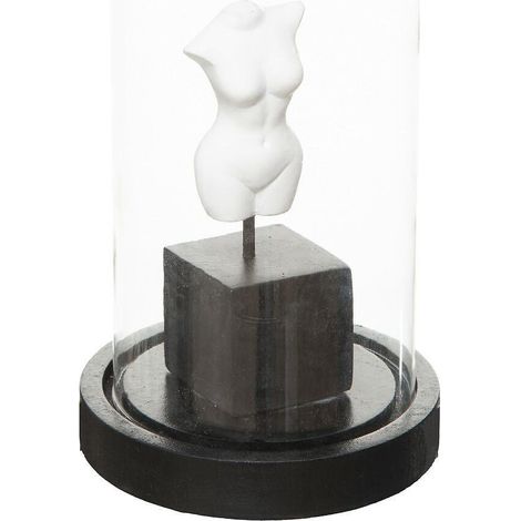 Campana Subli - resina y vidrio - blanco y negro - H21 cm - Atmosphera créateur d'intérieur (1/5)