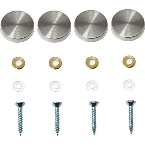 Set di 4 viti decorative per specchi, coprichiodi decorativi, viti decorative in acciaio inox lucidato per specchi, armadi o mobili in vetro (0,79"/20 mm) (1/4)