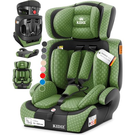 KIDIZ® Autokindersitz Kindersitz Kinderautositz  Autositz Sitzschale  9 kg - 36 kg 1-12 Jahre  Gruppe 1/2 / 3  universal  zugelassen nach ECE R129/03   Grün (1/5)