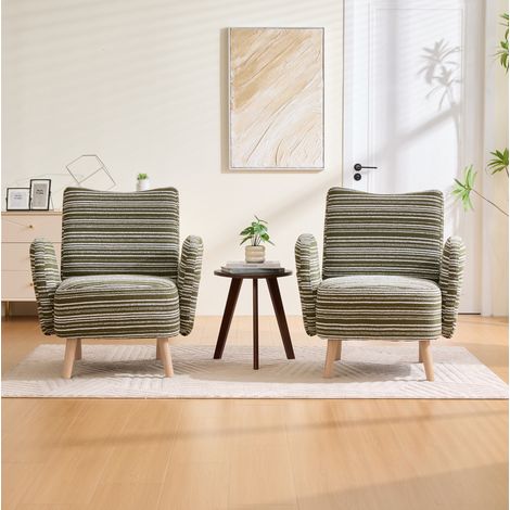 Fauteuil 77x81x87 cm en tissu bouclé vert olive, avec rangement pour salon ou bureau FloraGrace (1/5)