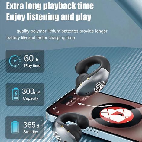 Knochenleitungskopfhörer mit offenem Ohrbügel, kabellos, Bluetooth 5.5, Schwarz (1/5)