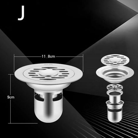 (12cm-D)With Grid Grate Cover Shower Floor Drain Stainless Steel Backflow Preventer Sink Strainer Anti-odor Round Drain Filter (1/4)