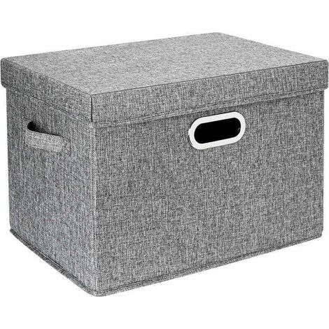 Foldable Fabric Storage Box, Cotton and Linen Storage Box (1 Piece, Gray) (1/4)