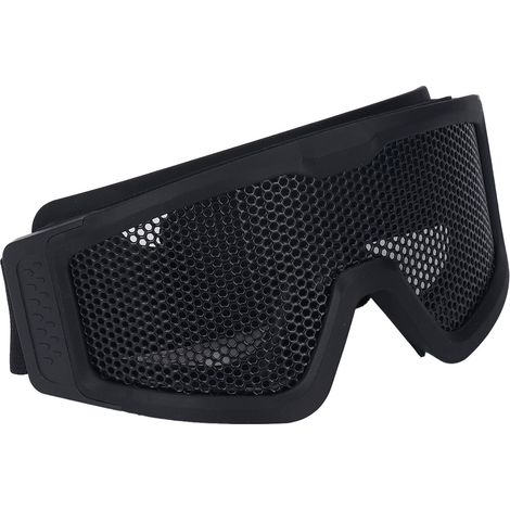 Lunettes de sécurité respirantes, résistantes aux chocs, à motif de maille métallique, coupe-vent et anti-sable, pour les amateurs de jeux militaires, CS et de plein air (noires). (1/5)