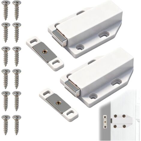 Set of 2 Push to Open Magnets, Magnetic Latches for Cupboard Doors, Kitchen Drawers, and Furniture, Practical and Elegant Closing System, Simple and Flexible Installation