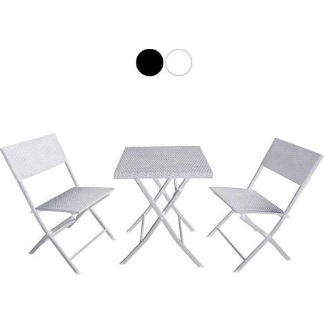 Set Giardino Fold White In Rattan Sintetico Pp Tre Pezzi (1/2)