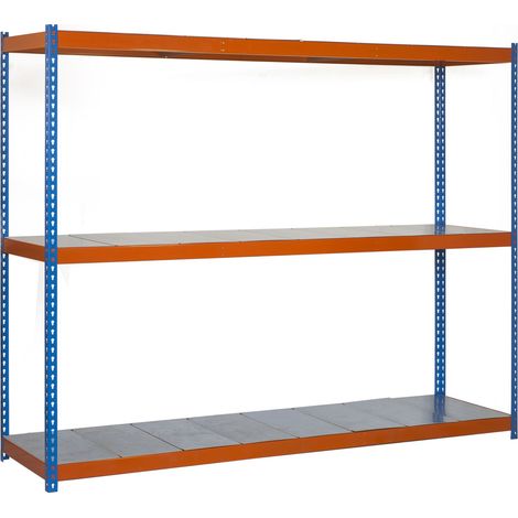 SimonRack Étagère Industrielle, 1500x1500x600 mm, 3 Niveaux, 600 kg Capacité de Charge et Point de Flexion, Métal, Étagère Charge Lourde, Bleu/Orange/Galvanisé - Simonforte (1/5)
