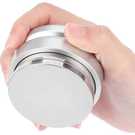 Verstellbarer Kaffeestampfer aus Edelstahl mit flacher Basis, Kaffeepulververteiler, Nivellierungswerkzeug für Zuhause und Büro, Silber (1/5)