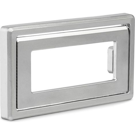 tirador embutido nevara. zamak. empotrado. rectangular. esquinas redondeadas. abertura central acabado negro mate acabado cromo mate (1/4)