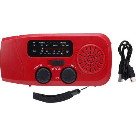 Radio solar multifuncional, recargable, con manivela, de emergencia, para acampada, senderismo y situaciones de supervivencia -Crezuo