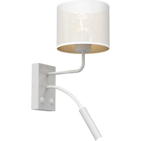 Applique Loft Shade bianca oro, luce lettura 2 interruttori