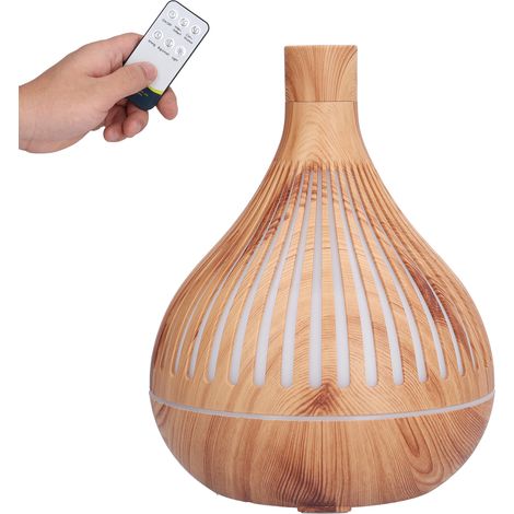 400-ml-Luftbefeuchter in Holzoptik mit hohler, farbiger LED-Lampe, Aromatherapie-Diffusor, Fernbedienung und EU-Stecker (1/5)