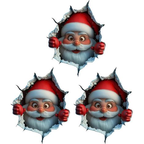 Lot de 3 stickers muraux de Noël autocollants - Décoration sans dégâts pour les fêtes de Noël, le salon et les vitrines de bureau (3 pièces) (1/5)