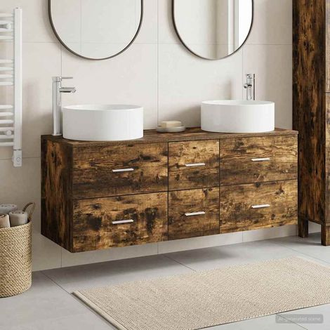 vidaXL Bathroom Furniture Set 3 pcs Smoked Oak 49.5 x 44.5 x 65.5 cm (1/5)