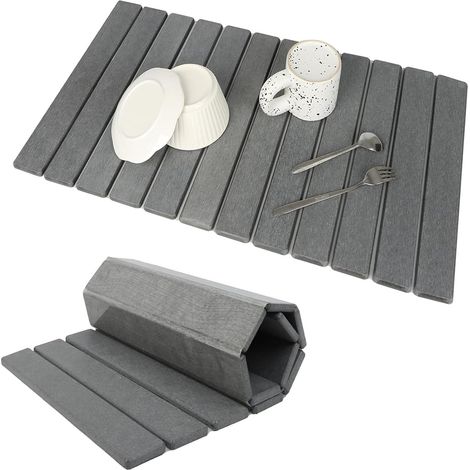 Tapis de séchage en pierre pour comptoir cuisine, instantané egouttoir diatomite, tapis pliable et super absorbant Vaisselle Tasses (Gris foncé, 6039cm) Gris Foncé 6039cm'Parent'Gris Foncé'6039cm (1/5)
