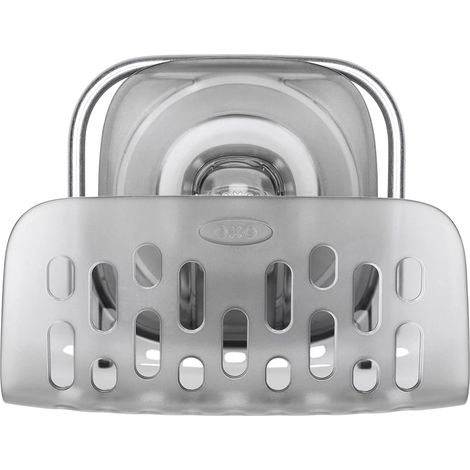1 Porte-éponge à ventouse, structure ventilée, crochet acier inoxydable, pour évier de cuisine (1/5)