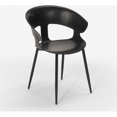 Sedia design moderno in metallo polipropilene per cucina bar ristorante Evelyn - Nero (1/5)