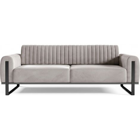Selsey Parissa - Schlafsofa, Samt Hellgrau schwarze Füße, 228 cm (1/5)