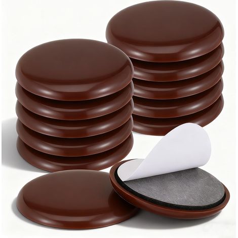 Set mit 12 selbstklebenden Möbelgleitern für Hartholzböden, 5 cm, kaffeefarben, für Teppich und Hartholz, leichtes Verschieben auf Teppich- oder Hartholzböden (1/5)