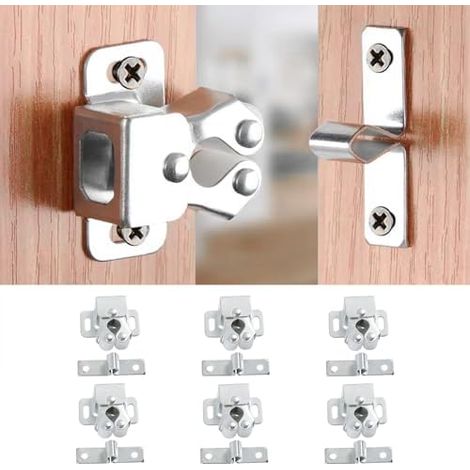 Loquets à Double Rouleau pour Armoire, 6 Pièces Loqueteau Porte Placard, Fermetures de Tiroir, Meuble, avec vis Argenté - (1/5)